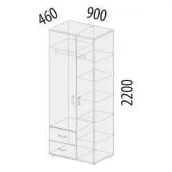 Шкаф для одежды с полками и штангой Эверест 500.01 Дуб Кронберг/Белый шпон/Плаза Стоун