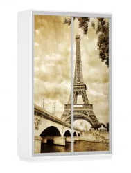 Шкаф-купе с фотопечатью Экспресс Дуо 1400х2200h Париж/Белый снег