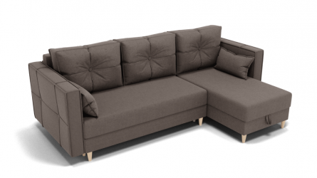 Диван Консул-2 ППУ угол левый/правый (ЗР) Цвет фасада: Серо коричневый; Тип: Левый/правый; Материал фасада: Металл/Велюр