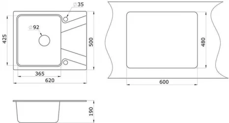 Кухонная мойка GRANULA 6201 Пирит