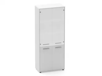 Шкаф 4 широкий верх стеклянные двери, низ закрытый Дека 10.19.171 Белый / Deka