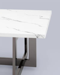 Журнальный столик Нэйтан 122*61 белый мрамор сталь Темный хром