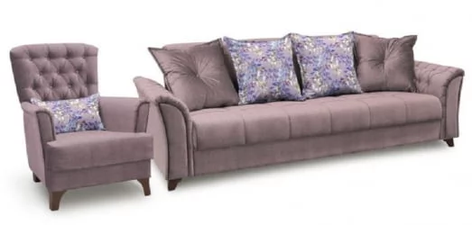 Диван-кровать Ирис ТД 961 Лекко Ява (серо-сиреневый)/Фибра Ветла