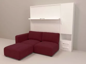 Кровать-трансформер Смарт 1 правый с пуфом 1600 Дуб молочный