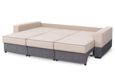 Серый диван из велюра Бостон 2400 Стандарт Бежево-темно-серый