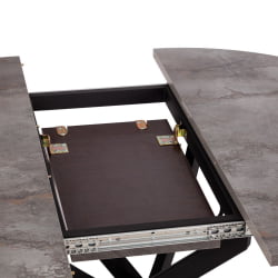 Раздвижной овальный стол MANZANA ЛДСП/HPL/металл, 100 х 100+30 х 75 см, Кварцит светлый/черный