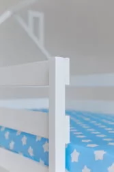 Кровать-домик двухъярусный белый с ящиками Звёзды