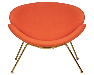 Кресло дизайнерское DOBRIN EMILY (оранжевая ткань AF, золотое основание)