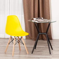 Стул CINDY (EAMES) (mod. 1801) дерево бук/металл/сиденье пластик, 45x51x82 см, Yellow (Желтый)