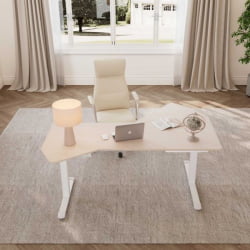 Стол компьютерный с электроприводом Eureka ERK-EDI-FS-MW (Fan shaped), клен