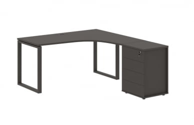 Стол эргономичный с тумбой правый EDIS EQCET 1518 R Мокко