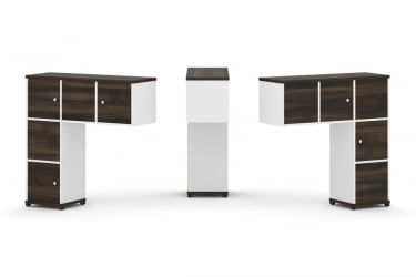 Надставка на стол низкая двухсторонняя + задняя стенка (5 шт.) + распашной фасад (5 шт.) CОНCЕПТ CН.ДНН-007 Дуб Мали Белый бриллиант Черный металл / CONCEPT CN.DNN-007