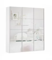 Шкаф-купе трехдверный Прайм 2100 Зеркало/Зеркало/Зеркало Белый снег