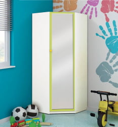 Шкаф угловой Радуга с зеркалом Ярко-розовый/Белый