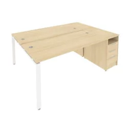 Рабочая станция с опорной тумбой Метал Сйстем Б.РС-СТП-2.4 Акация/Белый / Metal System