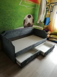 Детская кровать Кантри ТД-308.12.02 Замша синяя