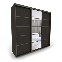 Черный шкаф-купе Акцент-Квадро Д 2400х600 Венге/Бронза