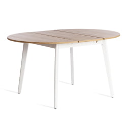 Раздвижной овальный стол SVELTO ЛДСП, опора-массив березы, 105 х 105 (140) х 74.5 см, Дуб Вотан/белый