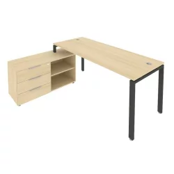 Рабочая станция на П-образном м/к с опорной тумбой левая Metal System БП.РС-СТС-2.5 Л Акация/Антрацит