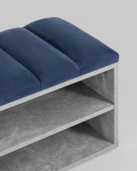 Банкетка Хольст серая велюр Синий