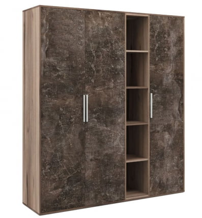 Шкаф высокий 3 створки, с нишей B-TONE BTN36152442 Вяз Бетон темный_0