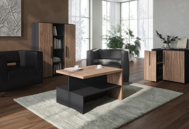 Стол журнальный VELION VENEER VRCT 9070 Американский орех Яшма черная_1