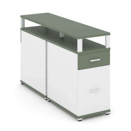 Тумба двухсторонняя опорная приставная с ящиком, распашным фасадом и надставкой CONCEPT CN.DTGO-006 B/W Кобо Белый бриллиант Белый_0