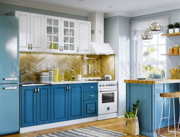 Кухня Констанция 1,8 компановка №3 Белый/Джинс_0