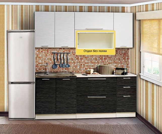 Кухонный гарнитур Диана 7 1.8 м Страйп белый/Страйп черный_3