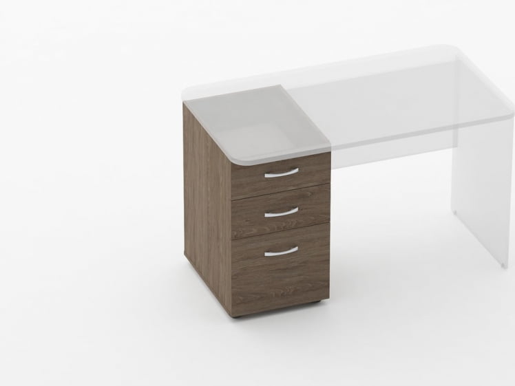 Тумба встраиваемая в стол на 3 ящика Glassy 3.12.14 Дуб Верцаска_0