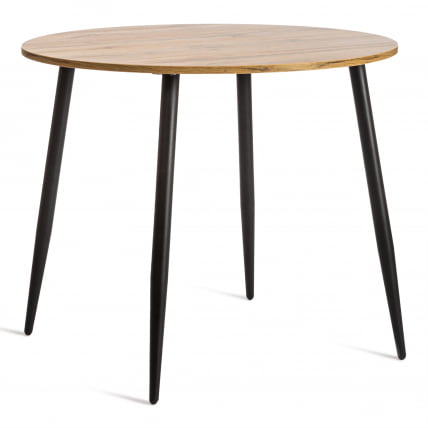 Стол URANUS ЛДСП/металл, 90x90x77 см, Дуб вотан/Черный_0