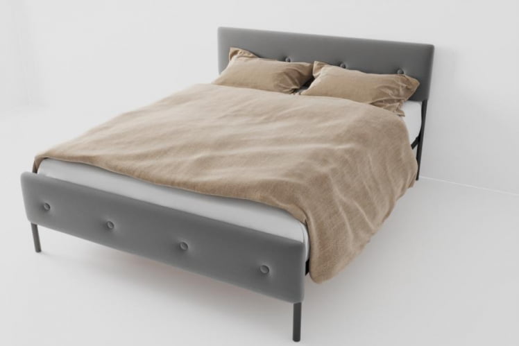 Кровать "Екатеринбург Мини" с ортопедическим основанием Цвет фасада: Серый; Цвет корпуса: Чёрный; Материал фасада: Металл/Велюр; Размер: 800х2000 мм; Спальное место: 800х2000 мм _0