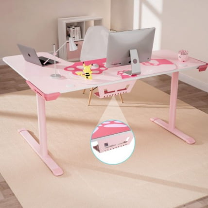 Стол письменный (для компьютера) угловой EUREKA ERK-L60R-PK-V2 (правый), розовый_15