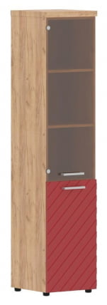Шкаф колонка комбинированная с топом (левый) Torr LUX TLHC 42.2 L Дуб Бофорд Красный_0