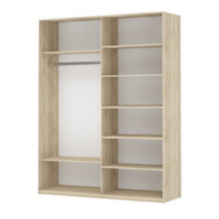 Шкаф-купе двухдверный Прайм 1600 ДСП/Белое стекло Дуб сонома_1