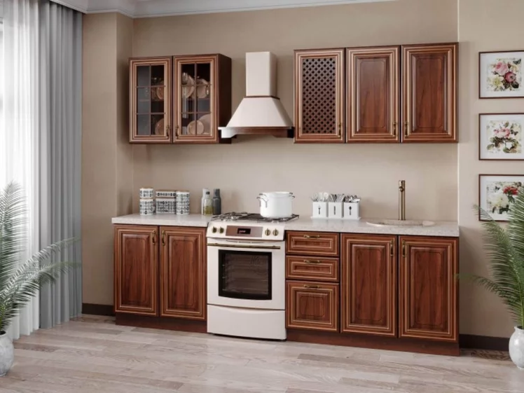 Шкаф кухонный 400 со стеклом Кантри ЛД 235.225.000 Ноче Таволато_1