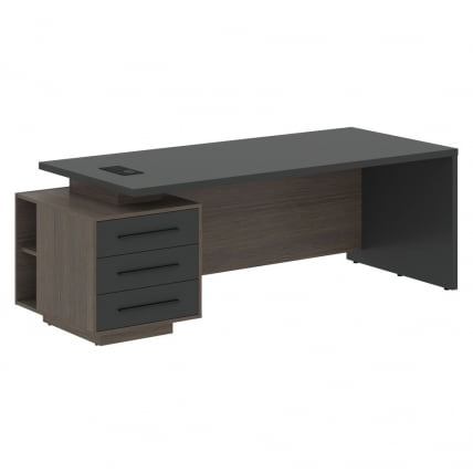 Стол руководителя левый VELION VCT 2290 L Яшма черный Дуб Сильвер_0