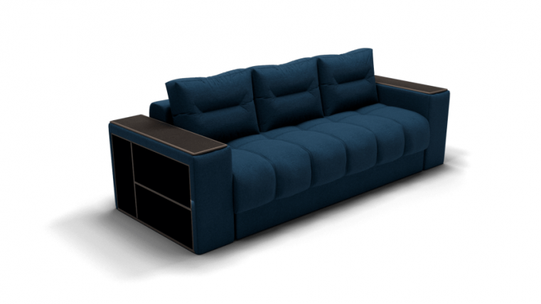 Диван Барон - 1 (ЗР) Цвет фасада: Синий; Тип: Прямой; Материал фасада: Металл/Велюр_0