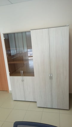 Шкаф высокий со стеклом Glassy 6.19.151 Дуб сантана светлый_3