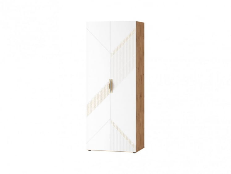 Шкаф для одежды с полками и штангой (лев/прав) Монако 903.43 Дуб Вотан / Белый шпон / Альпийский белый_0