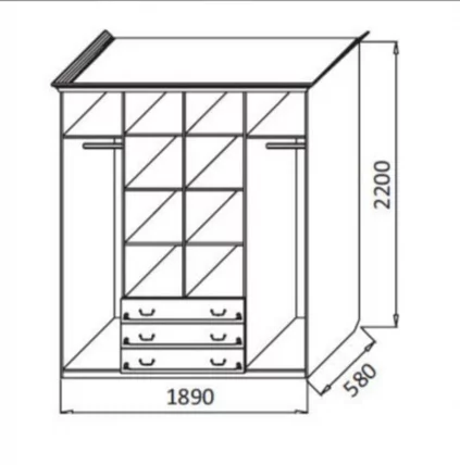 Шкаф Ивушка-5 четырехстворчатый  Дуб беленый Туя_1