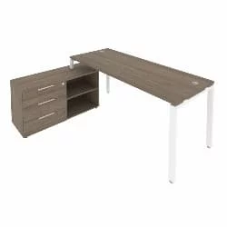 Рабочая станция на П-образном м/к с опорной тумбой левая Metal System БП.РС-СТС-2.5 Л Вяз/Белый_0