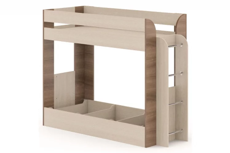 Двухъярусная кровать с диваном Карамель 75 Ясень шимо темный Ясень шимо светлый_4