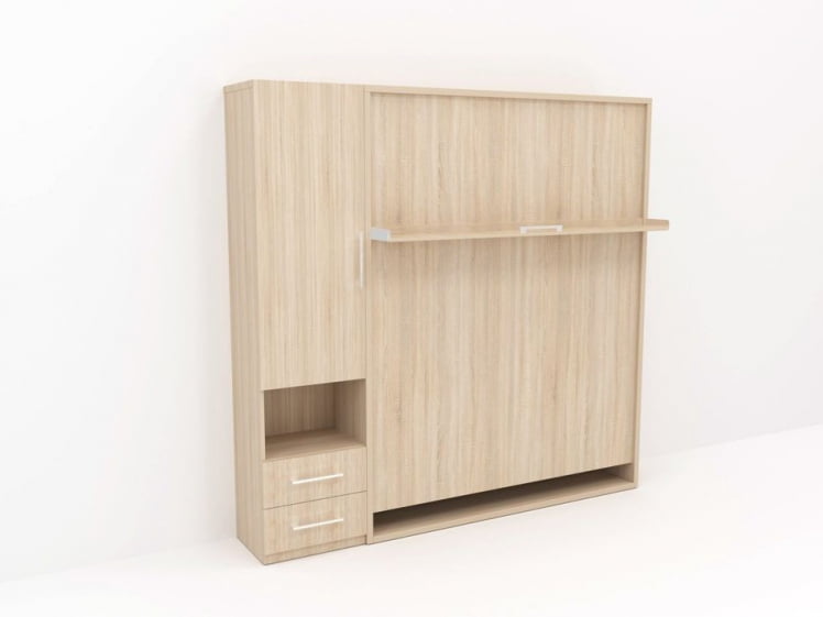 Кровать-трансформер Смарт 1 со шкафом 1600 левый Ясень шимо темный_0