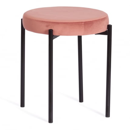 Табурет REVO (mod. 7034) ткань/металл, 44 х 44 х 47 см, коралловый barkhat 15 /черный_0