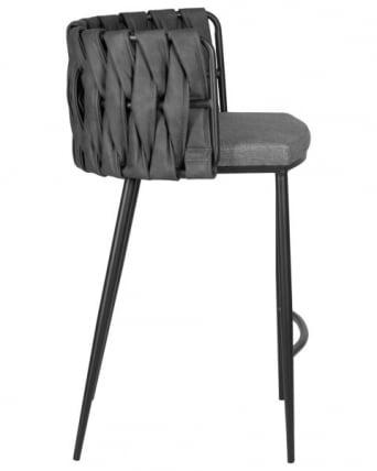 Стул барный ДОБРИН АМЕЛИА (серая ткань (Ф-48), темно-серый винтажный ПУ (МФ-12)) 4 шт / DOBRIN AMELIA (F-48), PU (MF-12))_3