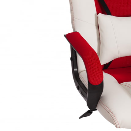 Кресло DRIVER (22) кож/зам/ткань, белый/красный, 36-01/TW-08_9