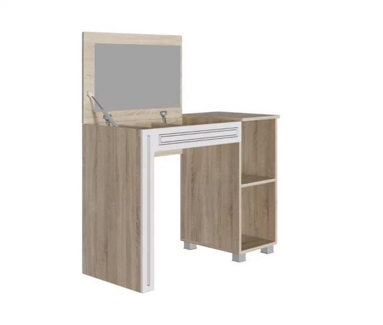 Стол туалетный Мадлен 03 Дуб сонома светлый Ясень белый Серебро_1