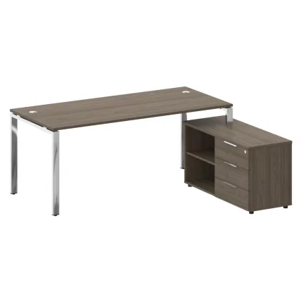 Стол рабочий руководителя с опорной тумбой левый METAL SYSTEM DIRECT БГ.СРТ-5.8 Пр Вяз Благородный_0