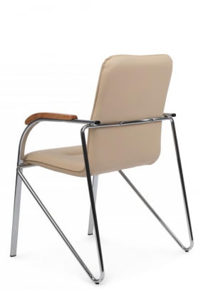 Стул Самба с деревянными подлокотниками СМБ-02Х Хром гальв. Бежевый / SMB-02H_4